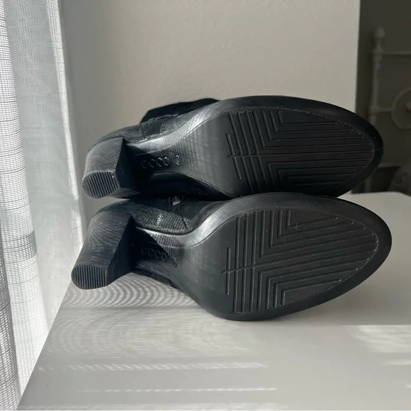 ECCO Womens 39 8 8.5 Tall Black Nubuck Leather Harness Riding Boots - Picture 5 of 5